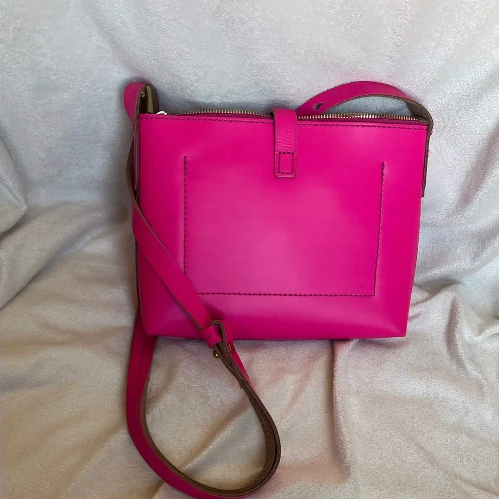 J. Crew Leather Vibrant Pink Crossbody Bag - Picture 4 of 12